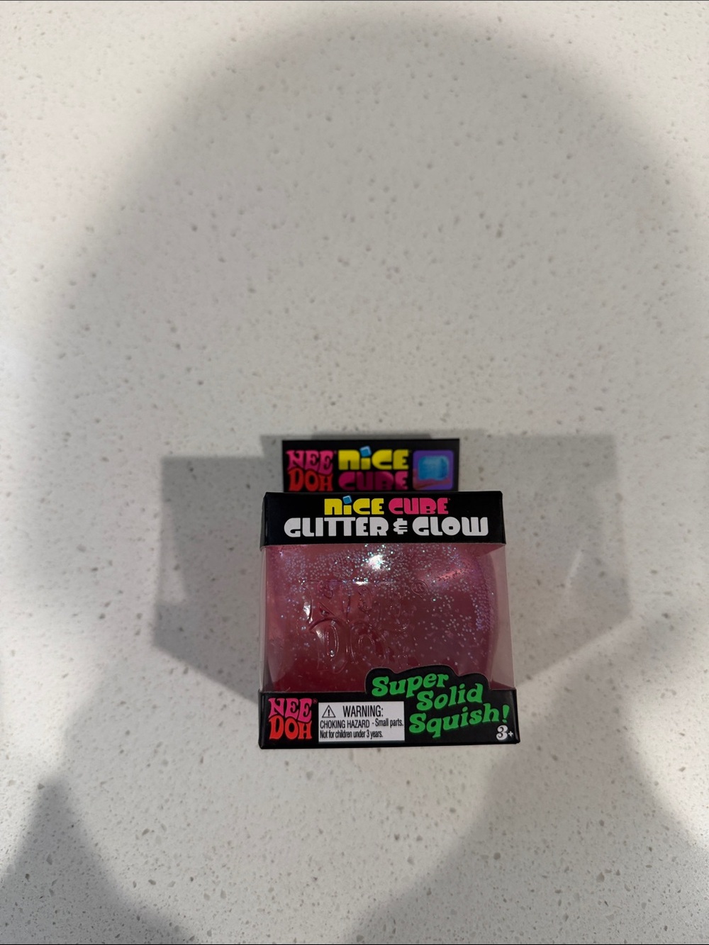 NeeDoh Nice Cube Glitter & Glow Super Solid Squish - Pink